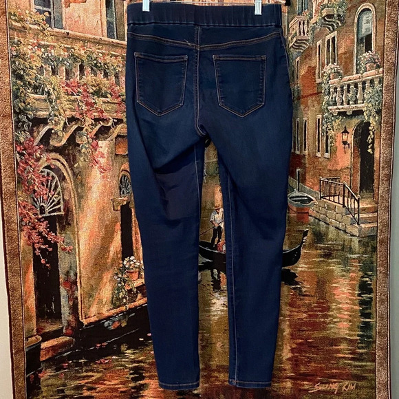Nine West Dark Blue Skinny Jeans, Elastic Waist Pull On - Picture 2 of 5